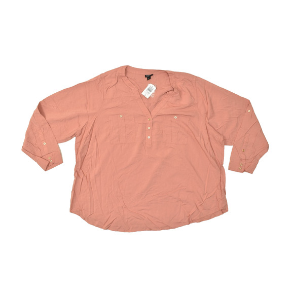 NEW Torrid Harper Plus Size 4 Blouse Peach V-Neck Top W/ Pockets - Picture 1 of 8